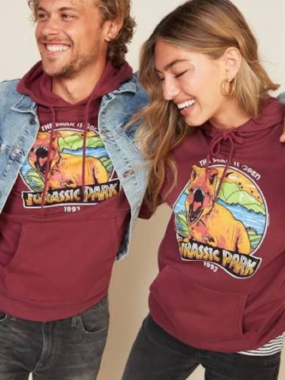 Old Navy Maroon Jurassic Park Graphic Hoodie
